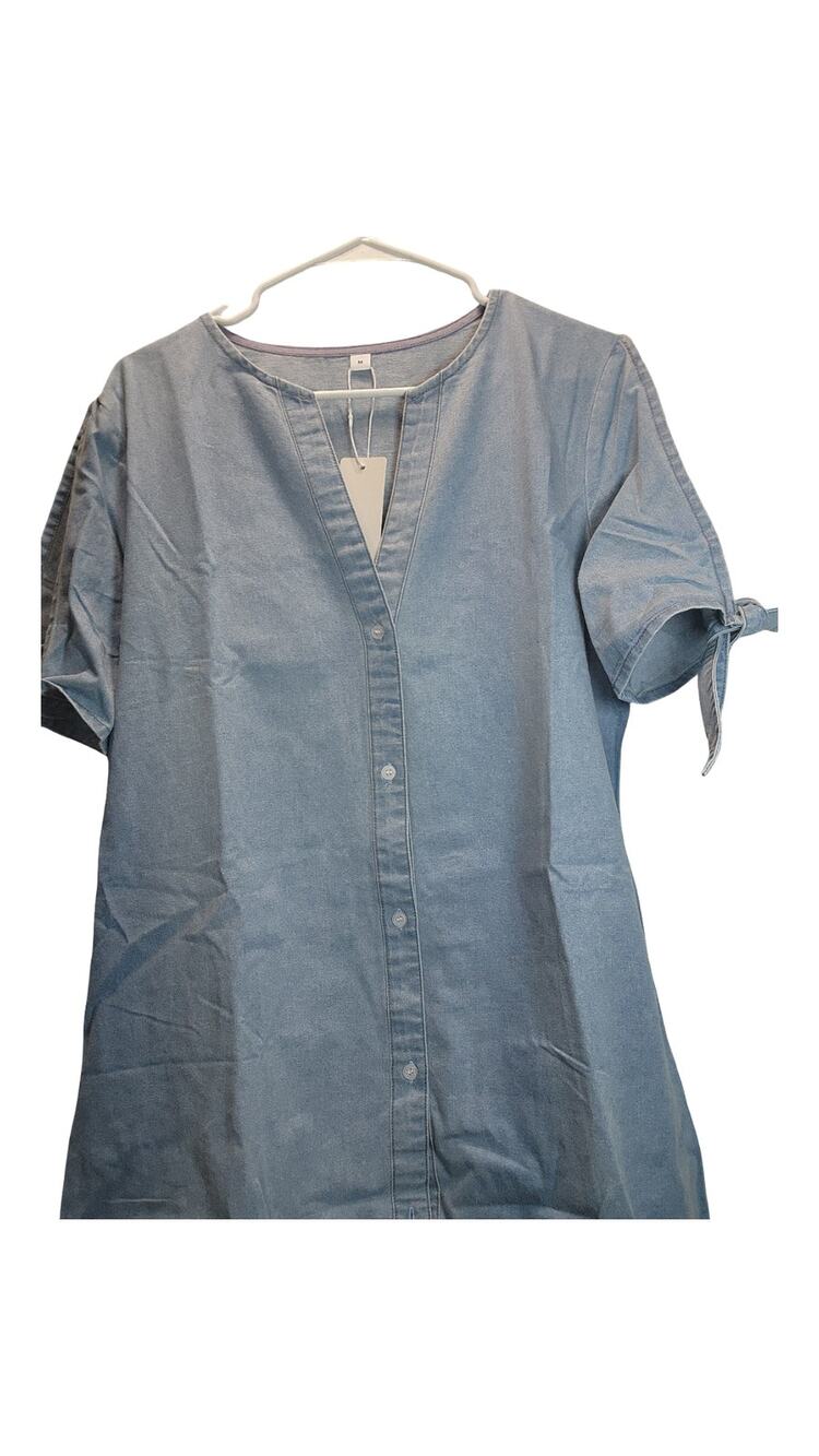 • New Light Blue Chambray Shirt Dress w/ Pockets Size Medium